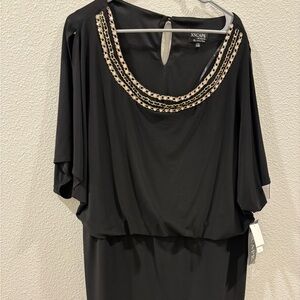 Xscape Black Gown with Beaded Neckline